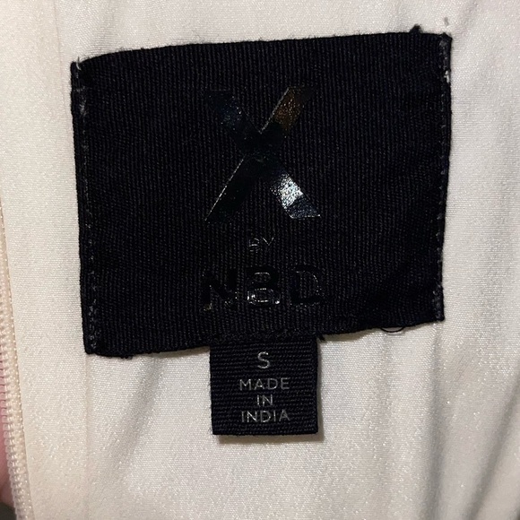 X by NBD Revolve Ivory Silver Pearl Beaded High Neck Mini Sheath Dress Small - Picture 11 of 12